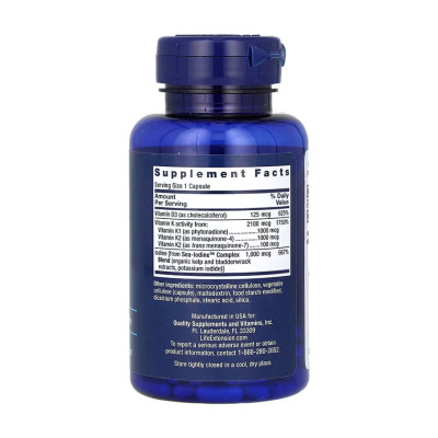 Вітамін Д3 і K з йодом, Vitamins D and K with Sea-Iodine™ - 60 caps