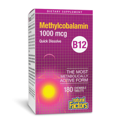 Вітамін B12 Метилкобаламін, B12 Methylcobalamin 1000 mcg - 180 tabs