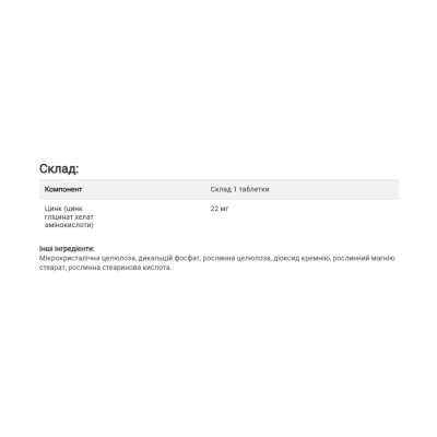 Хелат Цинку, Chelated Zinc Mg - 250 Tab