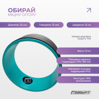 Колесо для йоги EasyFit TPE 33 см чорно-м'ятне