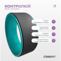 Колесо для йоги EasyFit TPE 33 см чорно-м'ятне