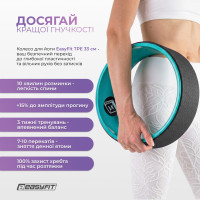 Колесо для йоги EasyFit TPE 33 см чорно-м'ятне