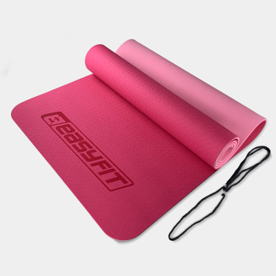 Килимок для йоги та фітнесу EasyFit TPE+TC 6 мм двошаровий рожевий-св. рожевий Килимок для йоги та фітнесу EasyFit TPE+TC 6 мм двошаровий рожевий-св. рожевий
