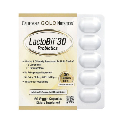 Пробіотики, LactoBif 30 Probiotics - 60 veg caps