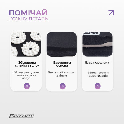 Масажний килимок EasyFit з подушкою (аплікатор Кузнєцова) + чохол Чорний з білим