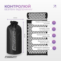 Масажний килимок EasyFit з подушкою (аплікатор Кузнєцова) + чохол Чорний з білим