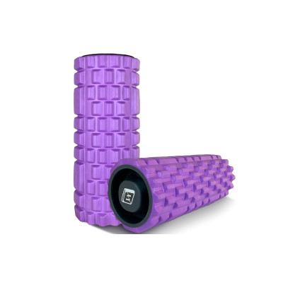 Масажний ролик EasyFit Grid Roller 33 см v.1.1 міцний масажер (фіолетовий)