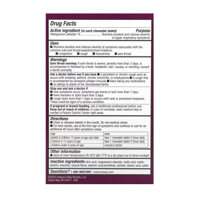 Засіб від застуди, Umcka Coldcare Cherry Kids -10 chew tabs