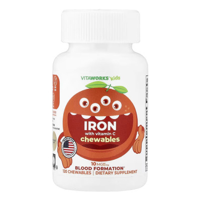 Залізо з вітаміном С для дітей, VitaWorks Kids Iron With Vitamin C - 120 chewables