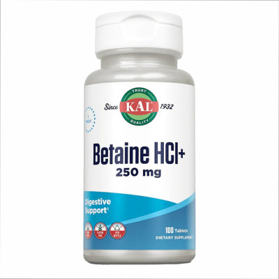 Бетаїн з пепсином, Betaine HCl Plus 250mg - 100 tabs