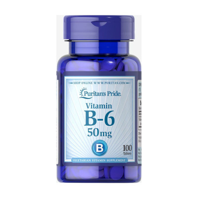 Вітамін В-6, Vitamin B-6 (Pyridoxine Hydrochloride) 50 mg - 100 tabs Вітамін В-6, Vitamin B-6 (Pyridoxine Hydrochloride) 50 mg - 100 tabs