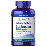 Кальцій і Вітамін Д3, Absorbable Calcium 1200 mg Plus vitamin D3 2,5 mg - 100 Softgels