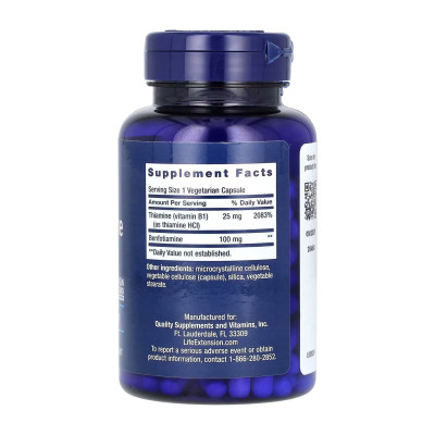 Бенфотіамін з тіаміном, Benfotiamine with Thiamine 100 mg - 120 vcaps