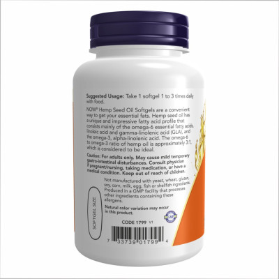 Конопляна олія, Hemp Seed Oil 1000 mg - 120 Softgels