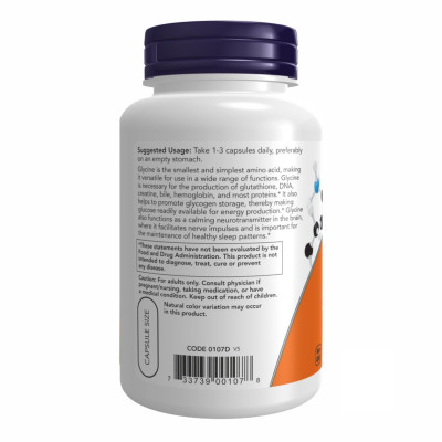 Гліцин для нервової системи, Now Foods Glycine 1000 мг 100 капсул