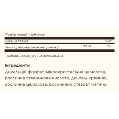 Калій, Potassium - 250 tabs
