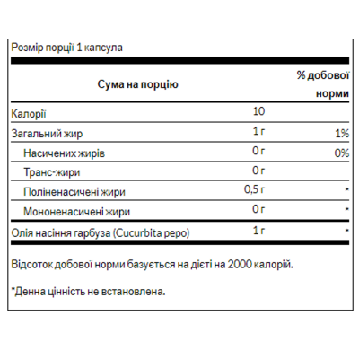 Олія з насіння гарбуза, Pumpkin Seed Oil 1,000 mg - 100softgels