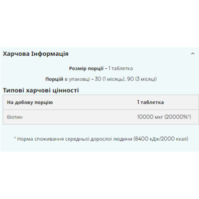 Біотин, Biotin - 90tab