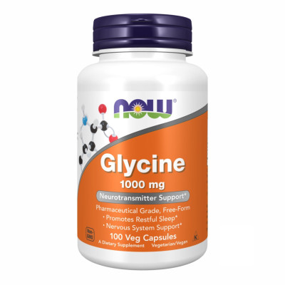 Гліцин для нервової системи, Now Foods Glycine 1000 мг 100 капсул Гліцин для нервової системи, Now Foods Glycine 1000 мг 100 капсул