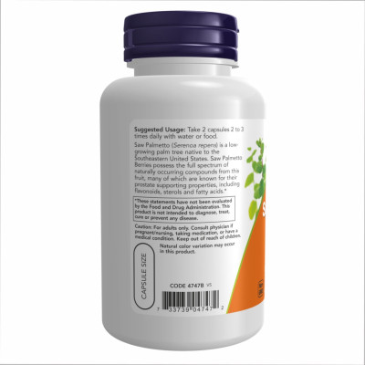 NOW Foods, ягоди сереної, Saw Palmetto 550 мг - 250 вегетаріанських капсул