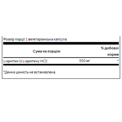 Л Орнітин, L-Ornithine 500mg - 60veg caps
