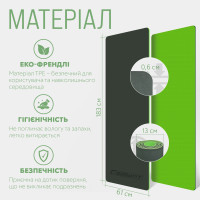 Килимок для йоги та фітнесу EasyFit TPE+TC 6 мм двошаровий + чохол чорно-зелений