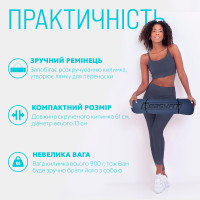 Килимок для йоги та фітнесу EasyFit TPE+TC 6 мм двошаровий + чохол синій-блакитний
