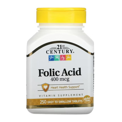 Фолієва кислота, Folic Acid 400 mcg - 250 tabs Фолієва кислота, Folic Acid 400 mcg - 250 tabs
