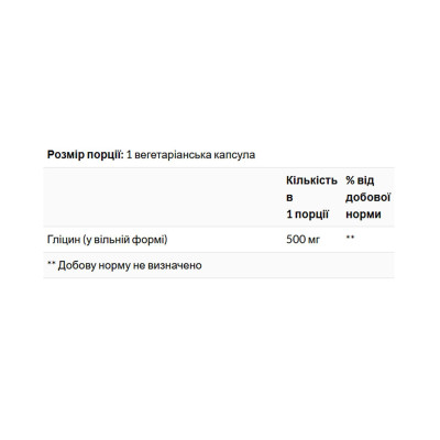 Гліцин, Glycine 500mg - 100 vcaps
