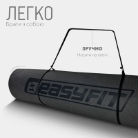 Килимок для йоги та фітнесу EasyFit TPE+TC 6 мм двошаровий чорний-червоний