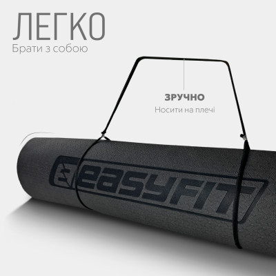 Килимок для йоги та фітнесу EasyFit TPE+TC 6 мм двошаровий чорний-червоний