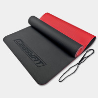 Килимок для йоги та фітнесу EasyFit TPE+TC 6 мм двошаровий чорний-червоний