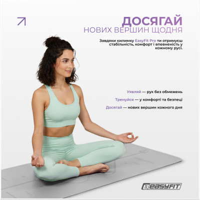 Килимок для йоги професійний EasyFit Pro каучук 5 мм Сірий