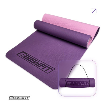 Килимок для йоги та фітнесу EasyFit TPE+TC 6 мм двошаровий фіолетовий-рожевий Килимок для йоги та фітнесу EasyFit TPE+TC 6 мм двошаровий фіолетовий-рожевий