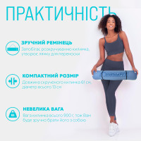 Килимок для йоги та фітнесу EasyFit TPE+TC 6 мм двошаровий + чохол блакитний-синій