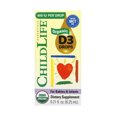 Органічний вітамін Д3 для немовлят та дітей 400 IU, Organic Vitamin D3 Drops - 6.25 ml Органічний вітамін Д3 для немовлят та дітей 400 IU, Organic Vitamin D3 Drops - 6.25 ml
