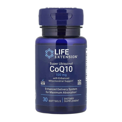 Коензим CoQ10 (Убіхінол), Super Ubiquinol CoQ10 with Enhanced Mitochondrial Support™ 100 mg - 30 softgels