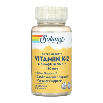 Вітамін К2, Triple Strength Vit K-2 MK-7 150mcg - 30 veg caps Вітамін К2, Triple Strength Vit K-2 MK-7 150mcg - 30 veg caps