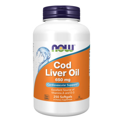 Риб'ячий жир з печінки тріски, Cod Liver Oil 650mg - 250 sgels Риб'ячий жир з печінки тріски, Cod Liver Oil 650mg - 250 sgels