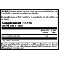 Літіум оротат, Lithium Orotate 5mg - 90 tabs Lemon Lime