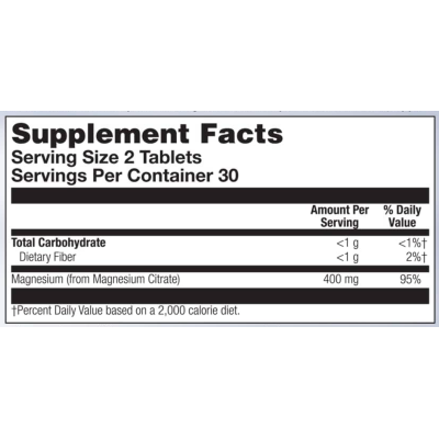 Магній Цитрат, Magnesium Citrate 400mg - 60 tabs