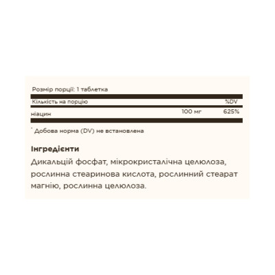 Niacin (Vitamin B3) 100mg - 100 tabs