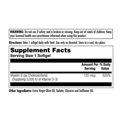 Вітамін D3, D-3 5000 IU 125mcg - 90 Softgel