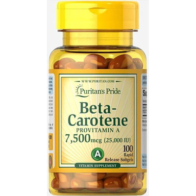 Бета каротин, Beta-Carotene 25000 IU - 100 Softgels Бета каротин, Beta-Carotene 25000 IU - 100 Softgels