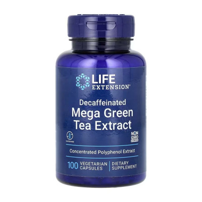 Екстракт зеленого чаю (без кофеїну), Decaffeinated Mega Green Tea Extract - 100 vcaps