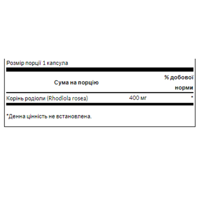 Родіола рожева, Rhodiola Rosea Rood 400mg - 100caps