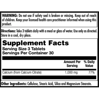 Кальцій цитрат, Calcium Citrate 1000mg - 90 tabs