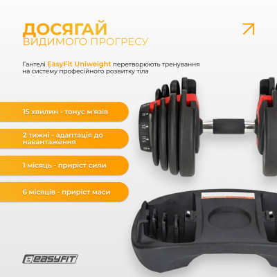 Гантель набірна EasyFit 1,5–16 кг