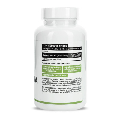 Guarana Extract 200mg with Caffeine 80mg - 60 tabs