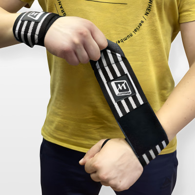 Кистьові бинти EasyFit 50х8 см фіксатор на зап'ястя (чорно-білі)